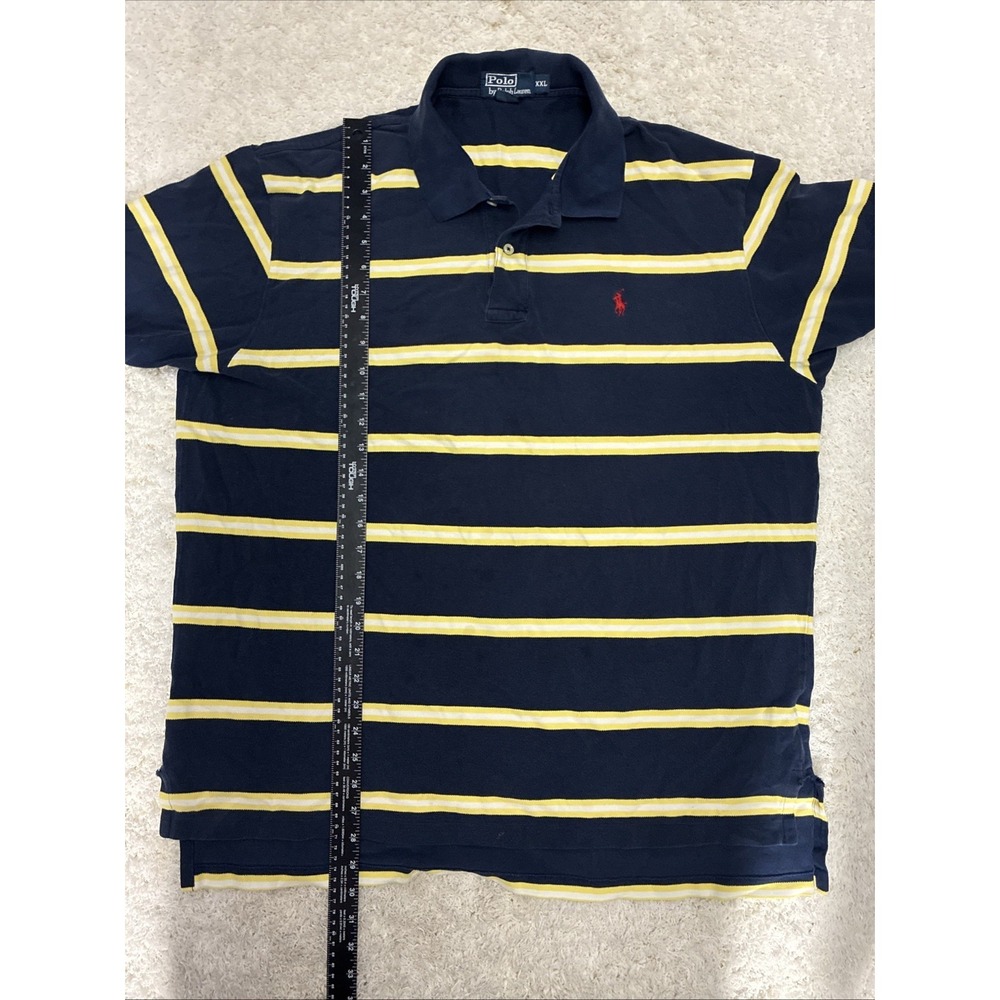 Polo Ralph Lauren Mens Polo Shirt Short Sleeve Navy/Yellow Striped Size XXL - Picture 10 of 10